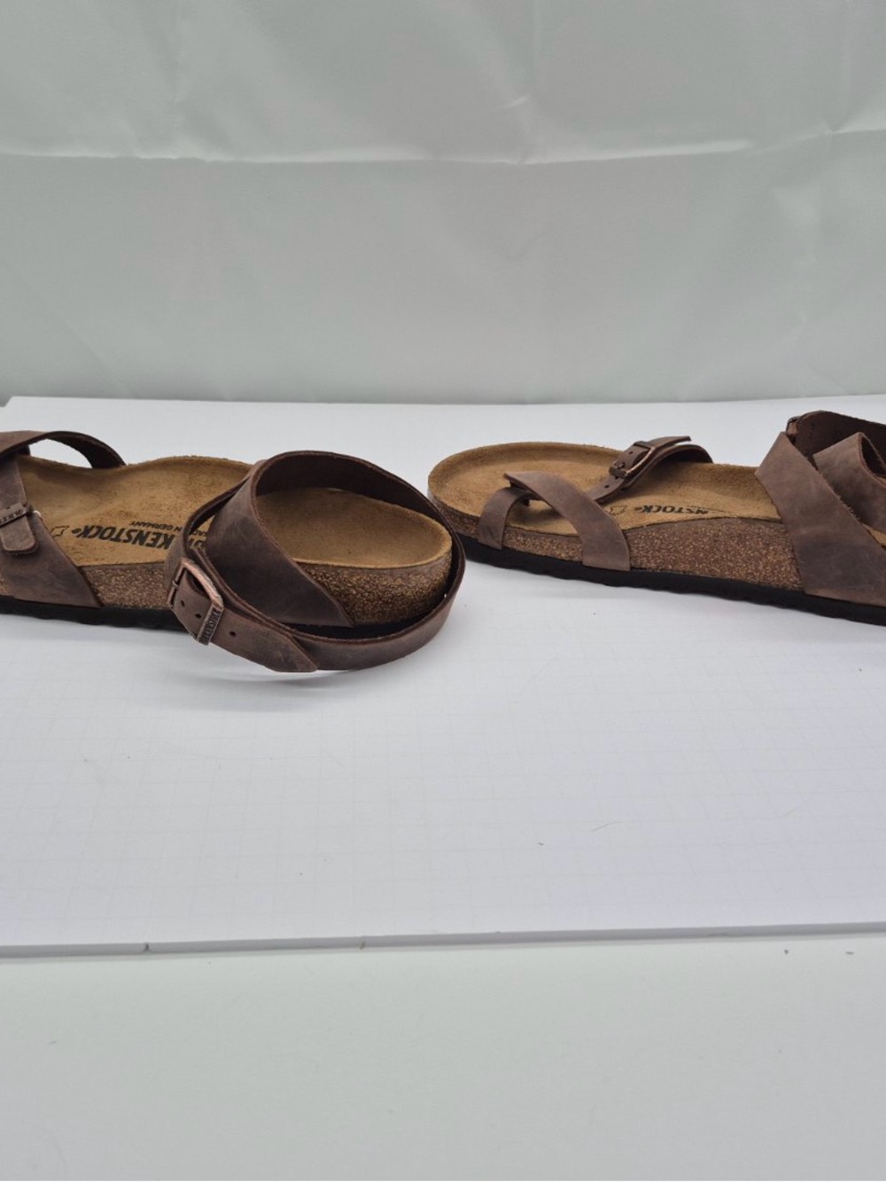 Birkenstock 42 - YARA Sandals Habana Brown 100% Oiled Leather Ankle Strap NWT - Picture 5 of 9